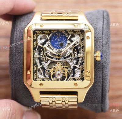 Replica Cartier Santos de Moonphase watches Yellow Gold 45mm